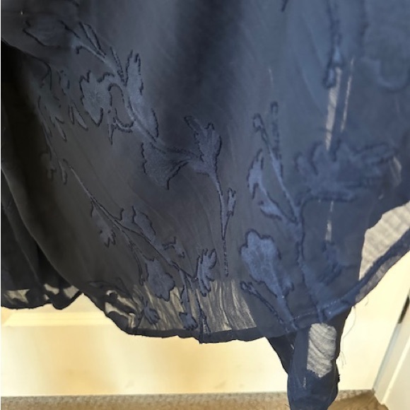 SOIEBLU Gown Elegant Navy Chiffon Surplice V Neck Balloon L/S NWT Sz M L - Picture 14 of 15